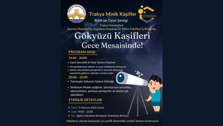 “Trakya Minik Kaşifler Bilim ve Oyun Şenliği” Gerçekleştirilecek!