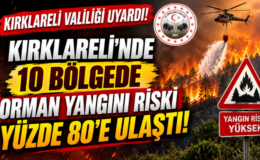 Kırklareli Valiliği Uyardı! 10 Bölgede Orman Yangını Riski Yüzde 80’e Ulaştı!