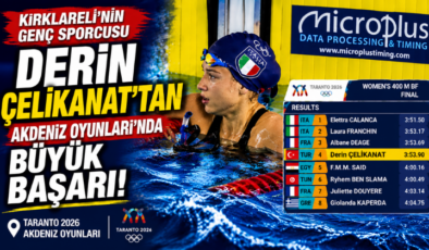 Kırklareli’nin Genç Sporcusu Derin Çelikanat’tan Akdeniz Oyunları’nda Büyük Başarı!