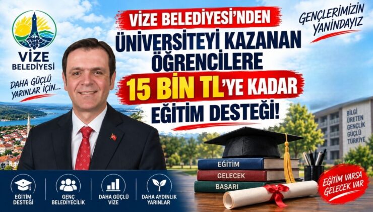 Vize Belediyesi’nden Üniversiteyi Kazanan Öğrencilere 15 Bin TL’ye Kadar Eğitim Desteği!