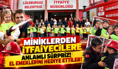 Miniklerden İtfaiyecilere Anlamlı Sürpriz! El Emeklerini Hediye Ettiler!