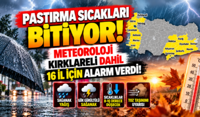 Pastırma Sıcakları Bitiyor! Meteoroloji Kırklareli Dahil 16 İl İçin Alarm Verdi!