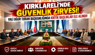 Kırklareli’nde Güvenlik Zirvesi! Vali Uğur Turan Başkanlığında Kritik Başlıklar Ele Alındı!