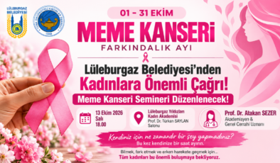 Lüleburgaz Belediyesi’nden Kadınlara Önemli Çağrı! Meme Kanseri Semineri Düzenlenecek!